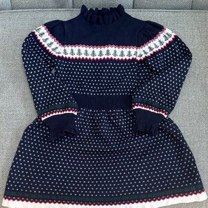 Janie and Jack Navy Blue Patterned Fair Isle Sweater Dress